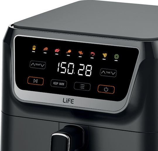 Life GR8 Air Fryer 8lt Μαύρο