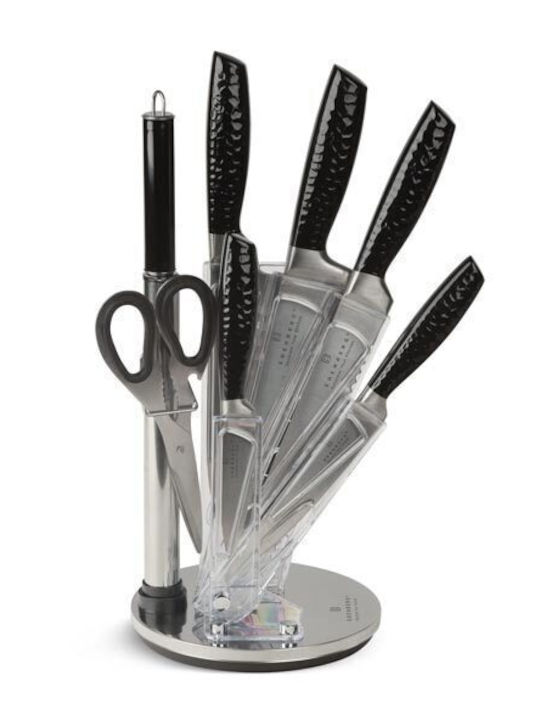Edenberg 8-tlg. Messer-Set aus Edelstahl mit drehbarem Ständer und Schärfer Eb-971