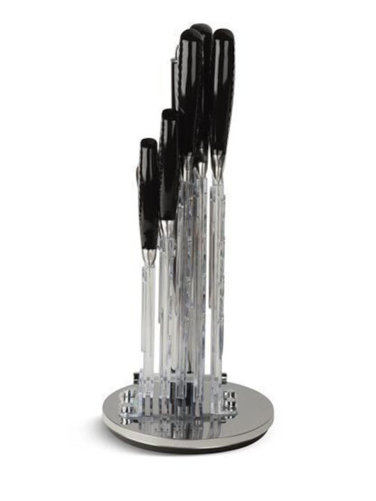 Edenberg 8-tlg. Messer-Set aus Edelstahl mit drehbarem Ständer und Schärfer Eb-971