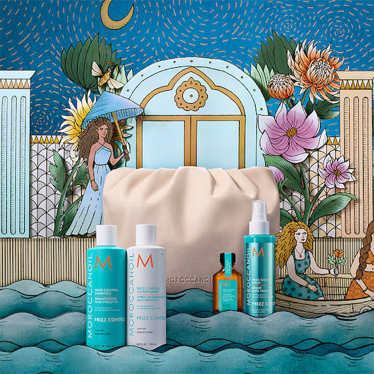Moroccanoil Holiday Frizz Грижа За Косата Изглаждане За Непокорна Коса С Шампоан Балсам И Спрей 4 Бройки