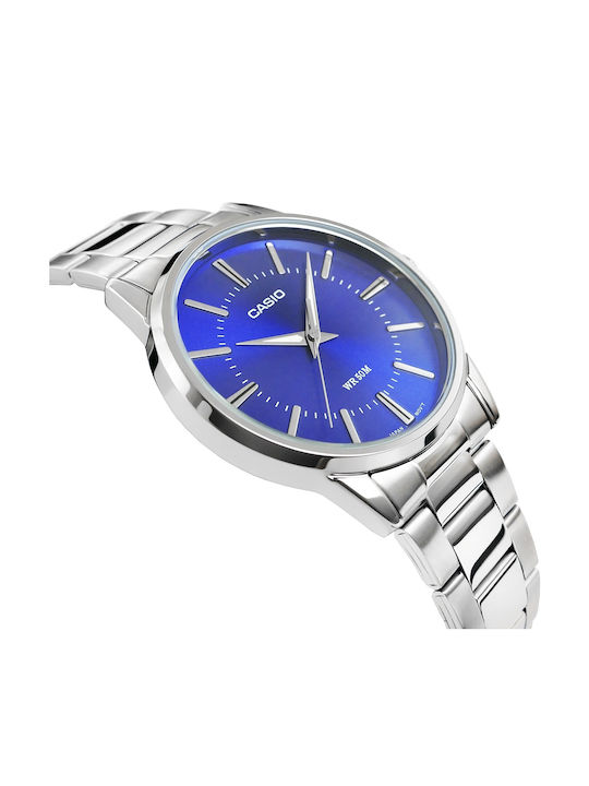 Casio Ανδρικό Ρολόι 40mm Μπαταρίας με Ασημί Μεταλλικό Μπρασελέ