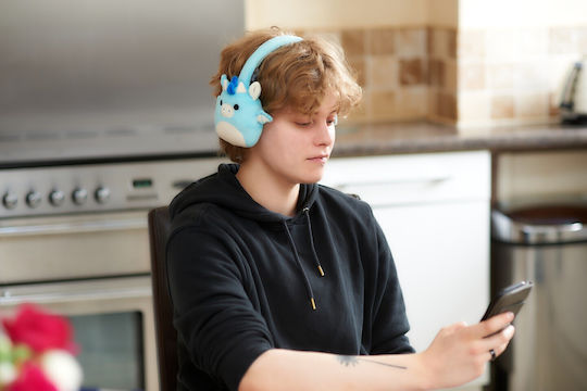 Jazwares Squishmallows Plush Wireless / Wired Over Ear Headphones with 6 hours of Operation Winston The Owl