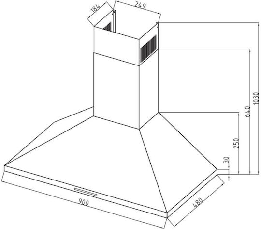 Davoline Chester Chimney Vent Hood 90cm Black