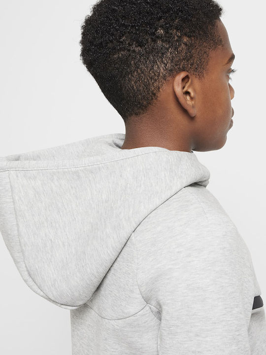 Athletic Kids Cardigan Cotton with Hood Gray Sportswear Tech