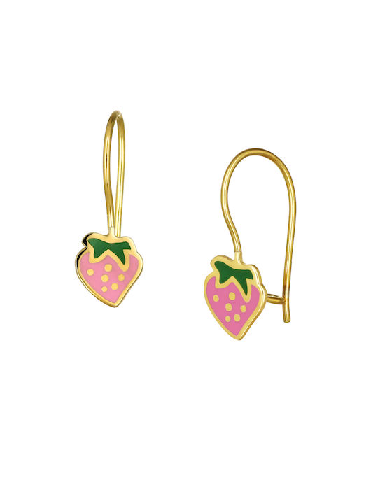 Gold Plated Hanging Fruit Earrings Made of Silver