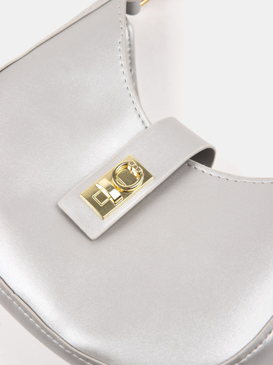 Half-Moon Bag Faux Leather Silver Silver