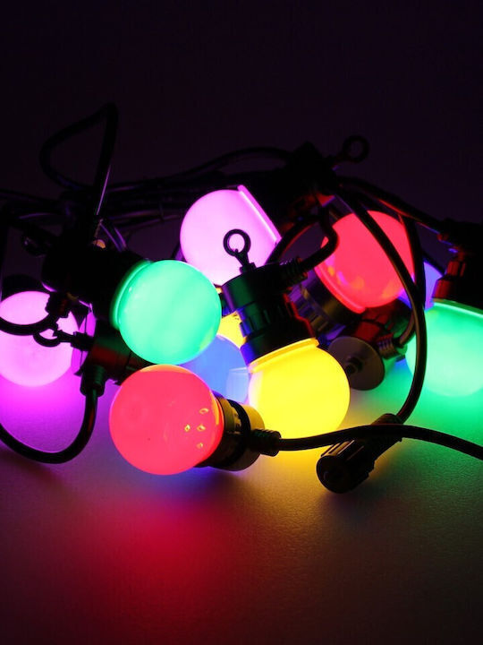 Επεκτεινόμενη Στεγανή Γιρλάντα Φωτισμού LED IP44 5m με 10 Λάμπες RGB
