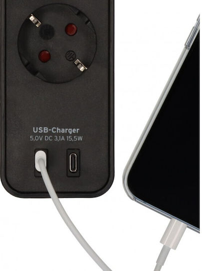 Brennenstuhl Ecolor Power Strip 4 Positions with 2 USB-C, Switch and Cable 1.5m