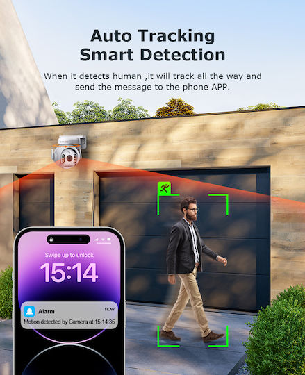 Sectec ST-515C-3MTY IP Überwachungskamera Wi-Fi Full HD+ 3MP Wasserdicht mit Zwei-Wege-Kommunikation und Objektiv 3.6mm