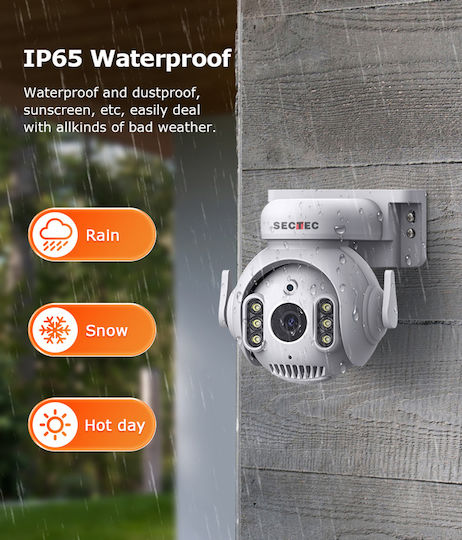 Sectec ST-515C-3MTY IP Überwachungskamera Wi-Fi Full HD+ 3MP Wasserdicht mit Zwei-Wege-Kommunikation und Objektiv 3.6mm