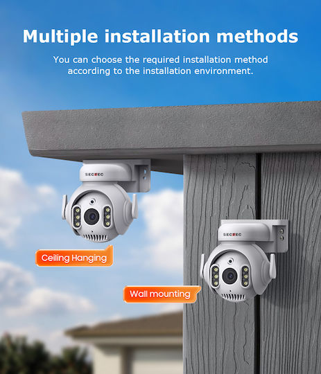 Sectec ST-515C-3MTY IP Überwachungskamera Wi-Fi Full HD+ 3MP Wasserdicht mit Zwei-Wege-Kommunikation und Objektiv 3.6mm