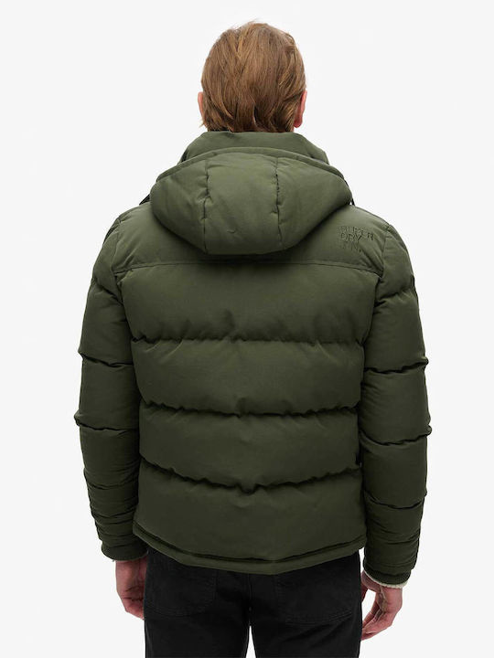 Superdry D3 Ovin Everest Short Winter Jacket Puffer Army Green