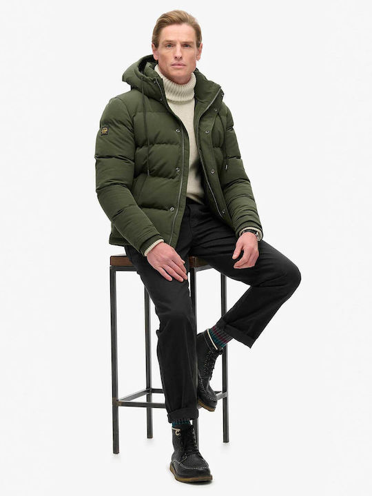 D3 Ovin Everest Short Winter Jacket Puffer Army Green
