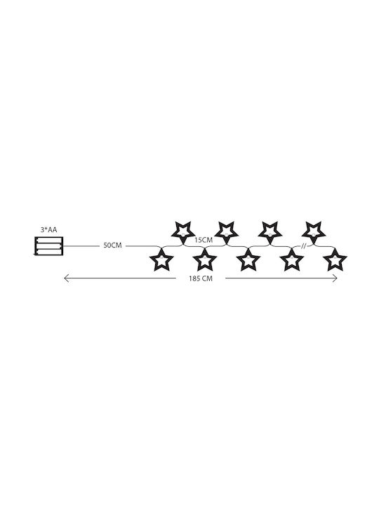 10 Lights LED 1.5m. Warm White Battery in String 1pcs