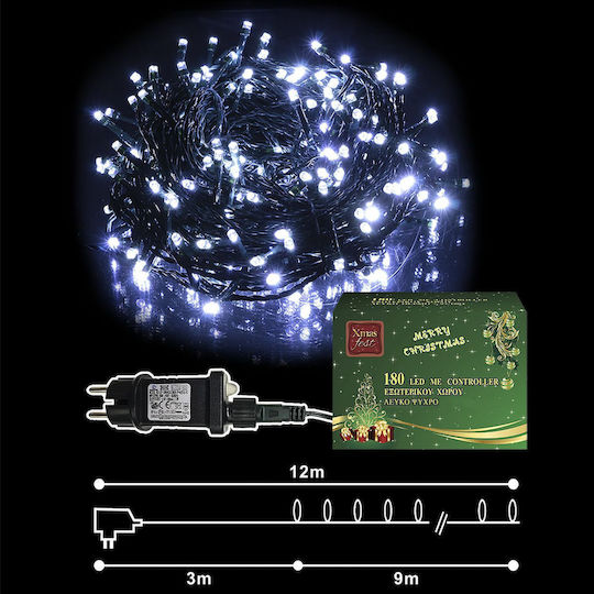 180 Λαμπάκια LED 12μ. Ψυχρό Λευκό σε Σειρά