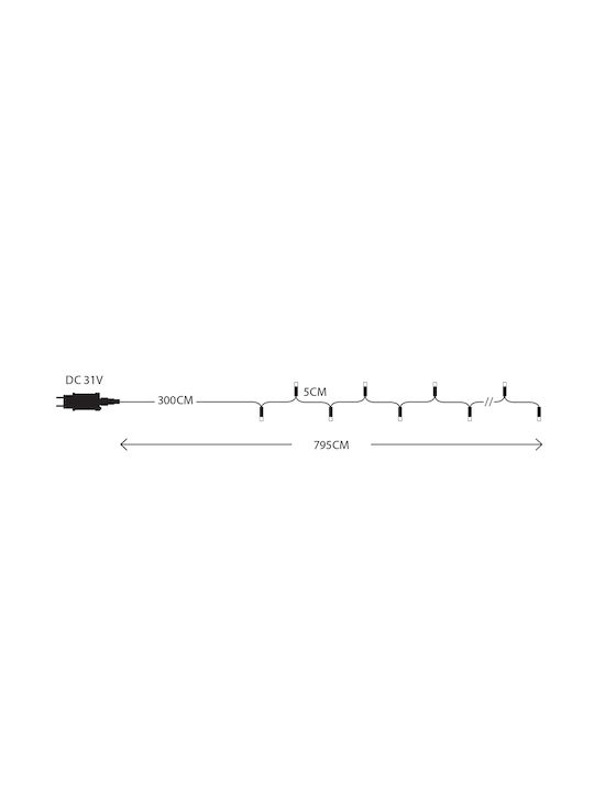 100 Λαμπάκια LED 5μ. Θερμό Λευκό σε Σειρά