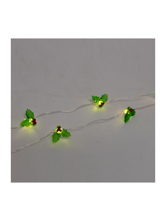 Series 20 LED Decorative Acrylic Holly Battery 3xAA Timer Warm White LED Copper Wire Extension Supply 30cm IP20