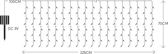 72 Lights LED 1m. x 70cm Warm White Solar type Rain 1pcs