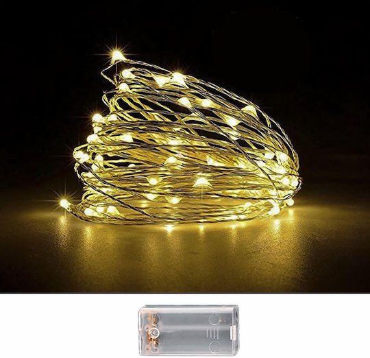 100 Λαμπάκια LED 10.3μ. Θερμό Λευκό Μπαταρίας σε Σειρά 100 Λαμπάκια LED 10.3μ. Θερμό Λευκό Μπαταρίας σε Σειρά