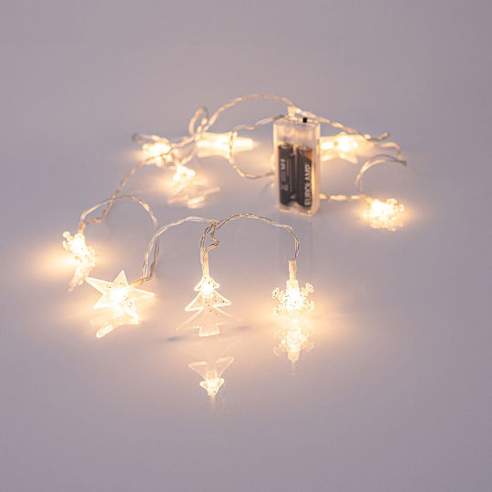 10 Lights LED 1.85m. Warm White Battery in String 1pcs