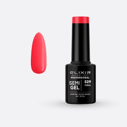 Elixir Semi Gel Хибриден Лак за Нокти Coral 529 5мл