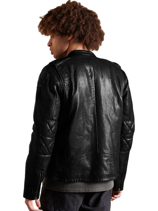 Moto Racer Lederjacke Winter Jacke Biker Schwarz