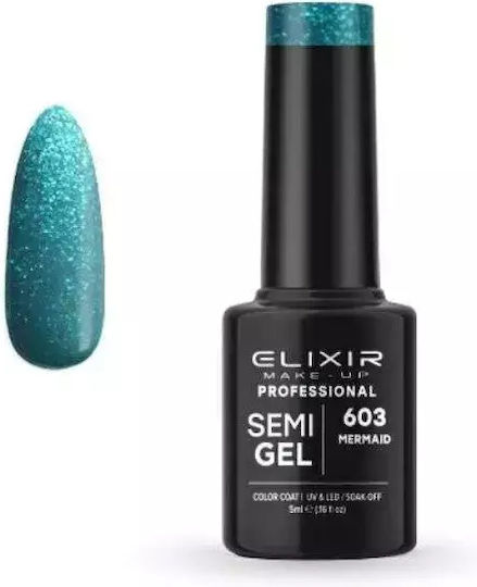 Elixir Semi Gel Semipermanent Lac de Unghii Mermaid 603 cu Glitter 5ml 1buc