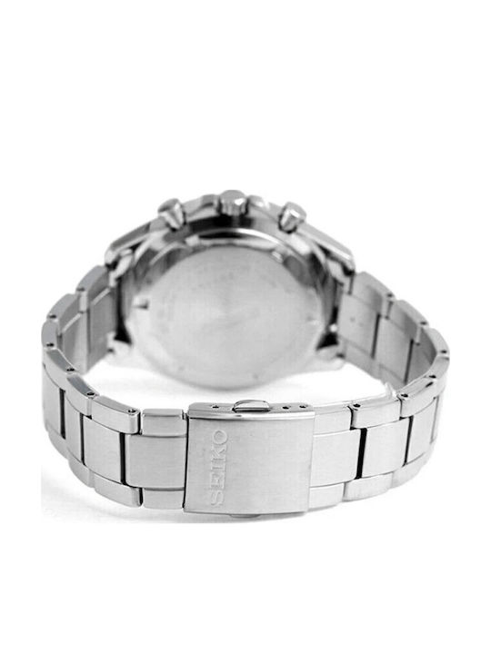 Seiko Ανδρικό Ρολόι 42mm Χρονογράφος Μπαταρίας με Ασημί Μεταλλικό Μπρασελέ