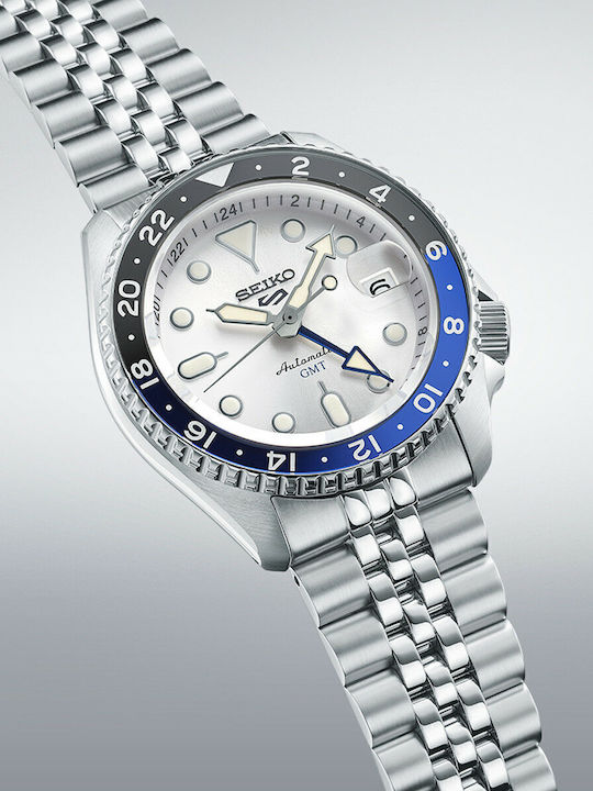 Seiko 5 Sports Men's Watch 42.5mm Automatic with Silver Metal Bracelet