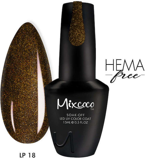 Mixcoco Ημιμόνιμο Βερνίκι Νυχιών LP-18 με Glitter 15ml
