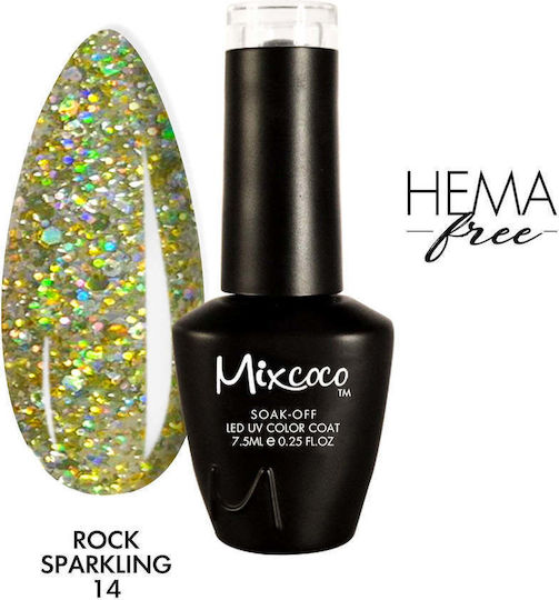 Mixcoco Полутрайно Лак За Нокти Rock Sparkling 14 С Брокат 7.5мл