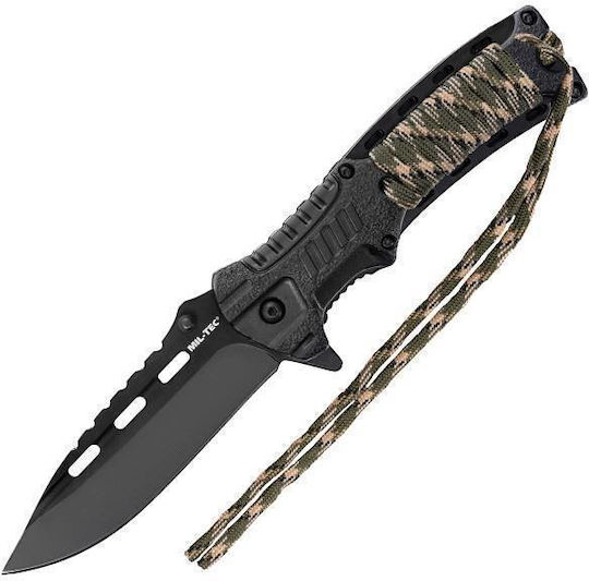 Mil-Tec Cuțit de Buzunar de Supraviețuire Paracord Negru