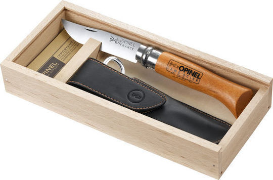 Opinel No.8 Inox Olive Handle Pocket Knife Brown in Sheath