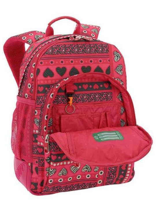 Totto Hearts School Backpack for Elementary Red with Water Bottle Holder