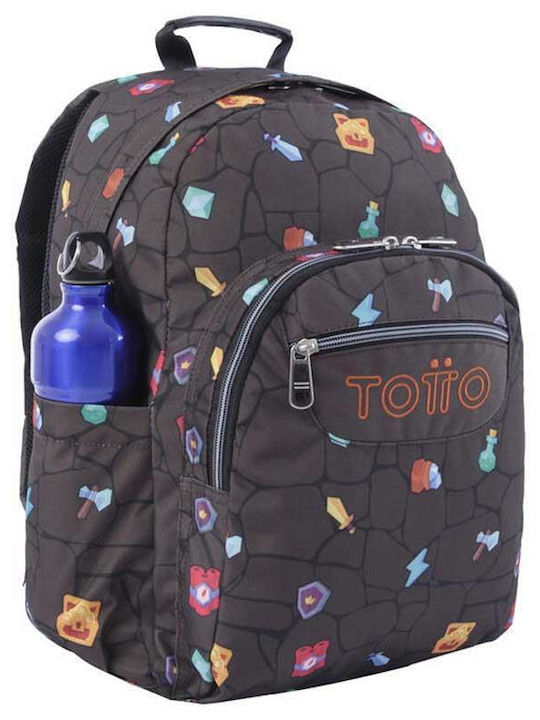 Totto Schulranzen Rucksack Grundschule Braun mit Flaschenhalter