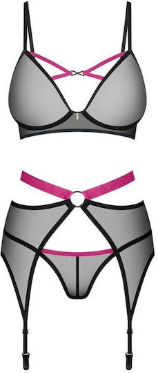 Obsessive Sexy Lingerie Sets with Transparency Black 3 Pieces