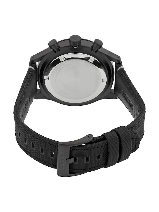 Seiko Ceas Bărbați 41.4mm Cronograf Solar cu Cureaua Textilă Neagră
