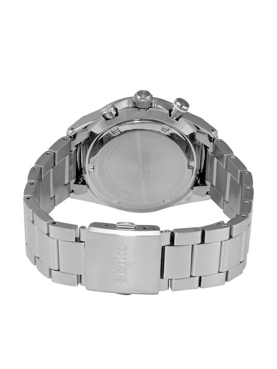 Seiko Sports Ανδρικό Ρολόι 41mm Χρονογράφος Μπαταρίας με Ασημί Μεταλλικό Μπρασελέ