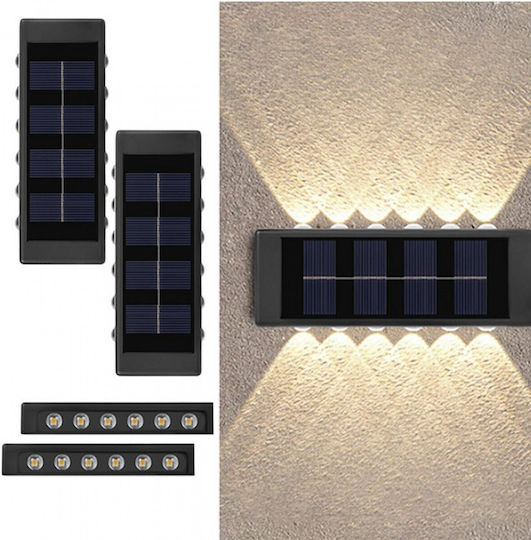 Led Waterproof Set of 2 Wall Solar Lights Street Warm White with Photocell IP65 15.5cmx5.5cmcm