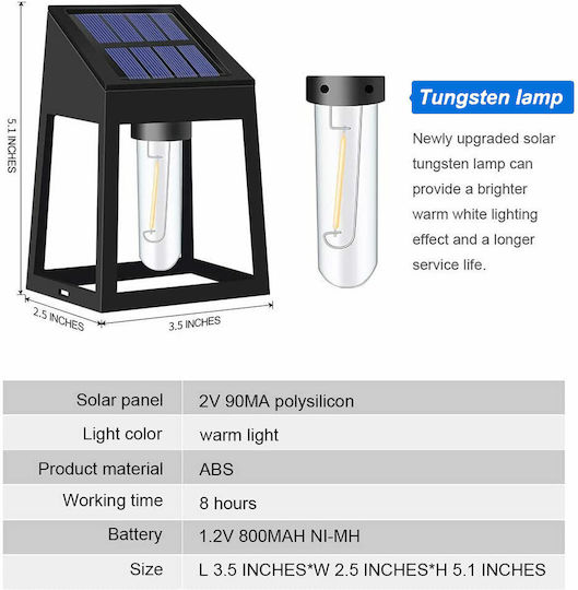 Set 2 Wand-Solarleuchten 10lm Warmes Weiß 3000K mit Fotokontakt