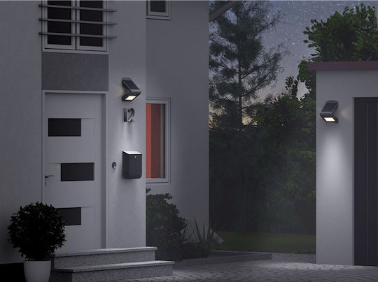 Goobay Montat pe perete Lampă Solară 1.5W 220lm Alb Natural 4000K cu Senzor de Mișcare și Fotocelulă IP65 14.45bucx7.9buccm