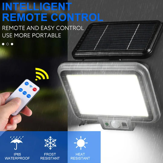 Arrango At48722 Wall Mounted Solar Light 45W Cold White 6000K with Motion Sensor, Photocell and Remote Control