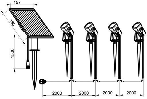 Eurolamp Set of 4 Stake Solar Lights 1.5W 200lm with Natural White Light 4000K IP44