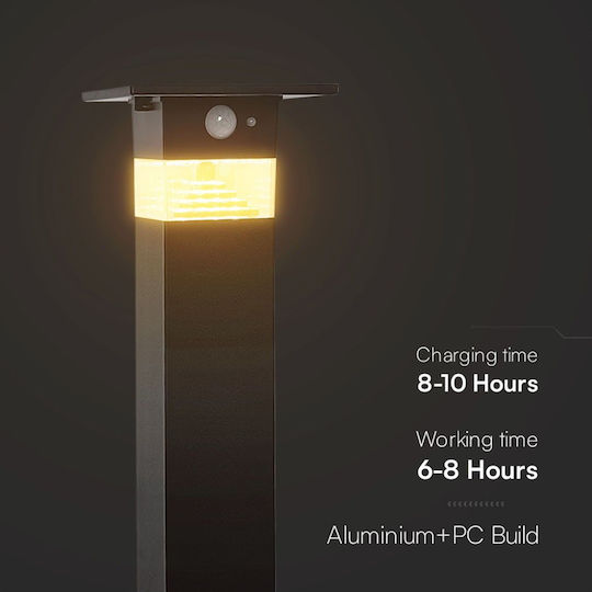 V-TAC Solar Light Floor Column 5.5W 220lm Warm White 3000K with Motion Sensor IP54 15.5cmx22.9cmx15.5cmcm