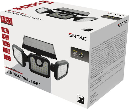 Entac SMD Επιτοίχιο Ηλιακό Φωτιστικό 15W 600lm με Αισθητήρα Κίνησης και Φωτοκύτταρο IP65
