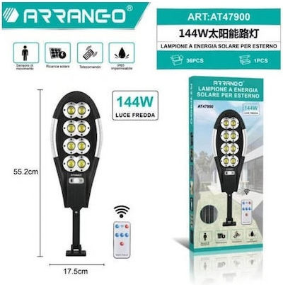 Arrango Street Solar Light 144W 1000lm Cold White 6000K with Motion Sensor and Remote Control IP65