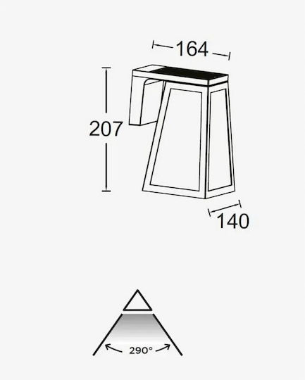 Lutec Wall Mounted Solar Light 2W 200lm with Warm White Light 2700K IP44 14cmx16.4cmx20.7cmcm