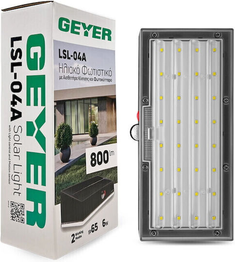 Geyer Wandmontiert Solarleuchte 6W 800lm mit Kaltweiß Licht 6500K IP65