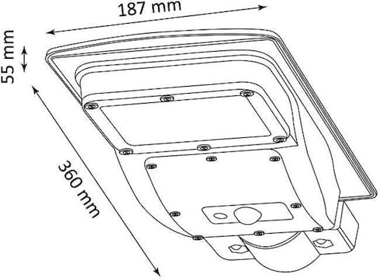 Polux Ηλιακό Φωτιστικό Δρόμου 6W 250lm Ψυχρό Λευκό 6000K με Αισθητήρα Κίνησης, Φωτοκύτταρο και Τηλεχειριστήριο IP65 5.5x19x47εκ.
