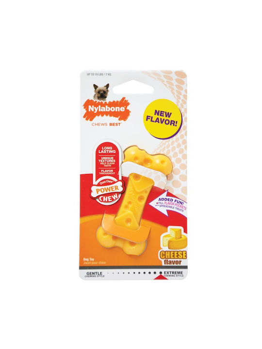 Nylabone Dura Chew Cheese Fabric Bone Toy for Puppies Chew Toy with Flavor Cheese XSmall Brown S6101483